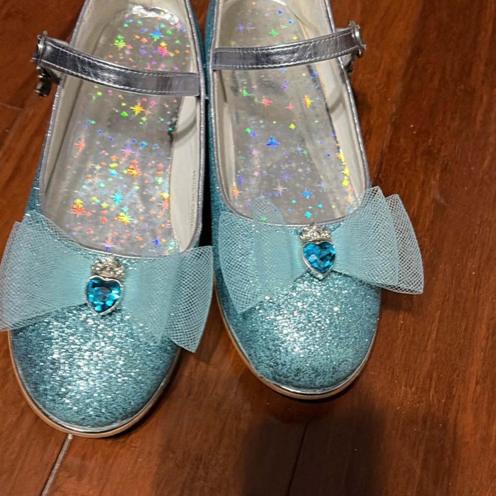 Sparkly Blue Mary Jane Kids Shoes with Bow